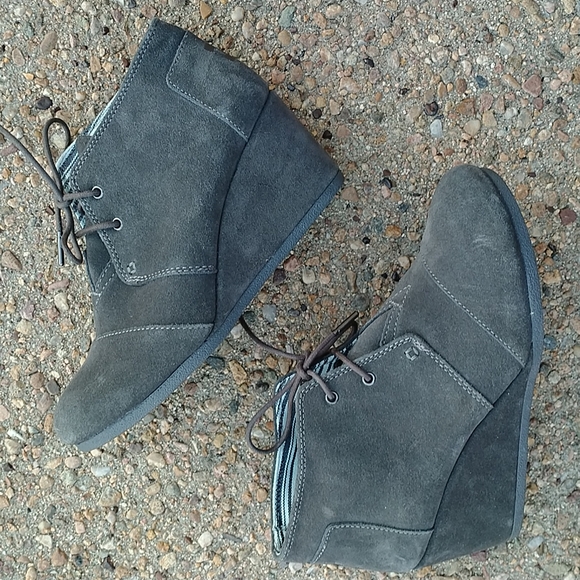 Toms desert wedge Castle Rock gray suede ankle boots women's 9 - Picture 6 of 9